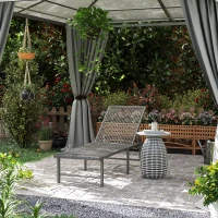 Outsunny Wicker Outdoor Lounge Chair, Rattan Reclining Patio Lounger Tanning Chair with Adjustable Back, Light Grey(m-1)