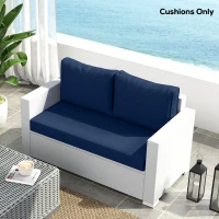 Outsunny 2 Seat Patio Furniture Cushions, 46x26x5 in, Thick Outdoor Loveseat Cushion Set with Removable Cover, Fade-Resistant Replacement Cushions for Outdoor Furniture, Couch, Bench, Swing, Navy Blue(m-7)