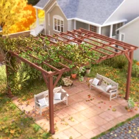Outsunny 11' x 12.5' Outdoor Wood Pergola with Grape Trellis for Patio, Deck, Backyard, Lawn(m-7)