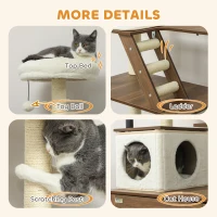 PawHut 68.5" Cat Tree with Litter Box Enclosure, 2 in 1 Cat Tower Hidden Litter Box Furniture with Scratching Posts, Brown(m-8)