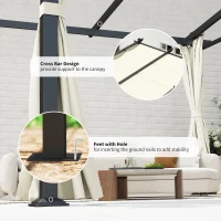 Outsunny Metal Pergola with Sliding Roof Canopy, Retractable Pergola Canopy, 10' x 10', Beige(m-7)