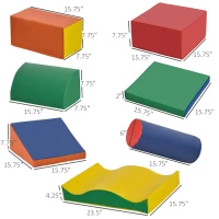 Soozier 7 Piece PU Leather Soft Play Climbing for Toddlers, Baby Colorful Soft Play Gym Toys Indoor, Modular Crawling & Climbing Play Set for 1-3 Years Multi-color(m-3)