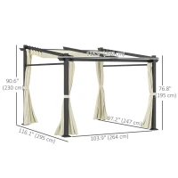 Outsunny Metal Pergola with Sliding Roof Canopy, Retractable Pergola Canopy, 10' x 10', Beige(m-3)