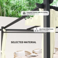 Outsunny Metal Pergola with Sliding Roof Canopy, Retractable Pergola Canopy, 10' x 10', Beige(m-4)