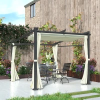 Outsunny Metal Pergola with Sliding Roof Canopy, Retractable Pergola Canopy, 10' x 10', Beige(m-10)