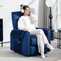 HOMCOM Lift Chair for Elderly, Massage Recliner Chair with 8 Vibration Points, Footrest, Remote Control, Side Pockets Dark Blue(m-10)