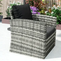 Outsunny 6 Pieces Wicker Patio Furniture Set with Cushions, 7-Seater Rattan Patio Sofa Set with Storage Coffee Table & Side Table, Sectional Outdoor Furniture Set, Black(m-9)
