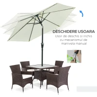 Outsunny Patio Sun Umbrella, Outdoor Parasol with 6 Ribs, Cream White(m-5)