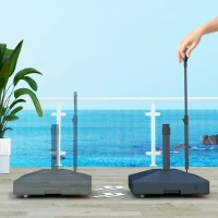 Outsunny Square Plastic Patio Umbrella Base with Adjustable Wheels, Handle, Outdoor Patio Umbrella Stand, Filled Up to 121lb with Stand, 99lb with Water for Garden Poolside, Black(m-7)