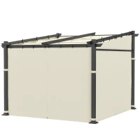 Outsunny Metal Pergola with Sliding Roof Canopy, Retractable Pergola Canopy, 10' x 10', Beige(m-2)