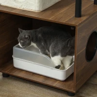 PawHut 68.5" Cat Tree with Litter Box Enclosure, 2 in 1 Cat Tower Hidden Litter Box Furniture with Scratching Posts, Brown(m-9)