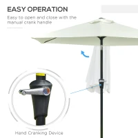 Outsunny Patio Sun Umbrella, Outdoor Parasol with 6 Ribs, Cream White(m-4)