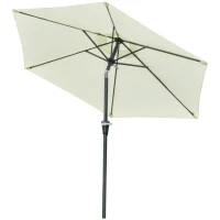 Outsunny Patio Sun Umbrella, Outdoor Parasol with 6 Ribs, Cream White(m-2)