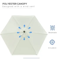 Outsunny Patio Sun Umbrella, Outdoor Parasol with 6 Ribs, Cream White(m-6)