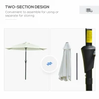 Outsunny Patio Sun Umbrella, Outdoor Parasol with 6 Ribs, Cream White(m-7)