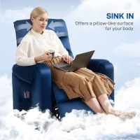 HOMCOM Lift Chair for Elderly, Massage Recliner Chair with 8 Vibration Points, Footrest, Remote Control, Side Pockets Dark Blue(m-7)