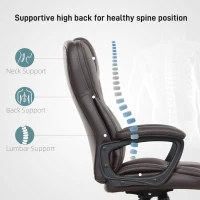 HOMCOM High Back Ergonomic Office Chair, PU Leather Executive Desk Chair with Adjustable Height and Swivel Wheels, Brown(m-4)