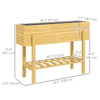 Outsunny Raised Garden Bed with Legs, Elevated Box Planter with Storage Shelf, Bed Liner for Backyard Patio, Natural Wood(m-3)