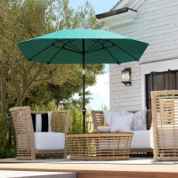 Outsunny 7.6FT Aluminum Patio Umbrella Parasol 8 Ribs Outdoor Market Umbrella with Crank, Push Button Tilt for Deck, Backyard and Lawn, Sky Blue(m-8)