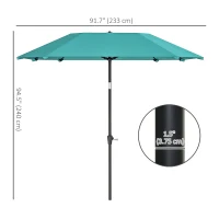 Outsunny 7.6FT Aluminum Patio Umbrella Parasol 8 Ribs Outdoor Market Umbrella with Crank, Push Button Tilt for Deck, Backyard and Lawn, Sky Blue(m-3)