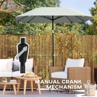 Outsunny 7.6FT Aluminum Patio Umbrella Parasol 8 Ribs Outdoor Market Umbrella with Crank, Push Button Tilt for Deck, Backyard and Lawn, Light Grey(m-6)