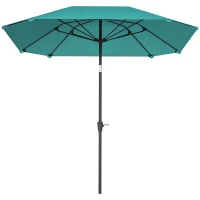 Outsunny 7.6FT Aluminum Patio Umbrella Parasol 8 Ribs Outdoor Market Umbrella with Crank, Push Button Tilt for Deck, Backyard and Lawn, Sky Blue(m-2)