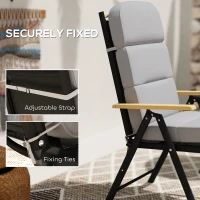 Outsunny Outdoor Seat Cushion with Back, Outdoor Chair Cushion with Ties and Adjustable Strap, UPF 20+Non-Slip Patio Cushion Replacement for Outdoor Chair, Light Grey(m-6)