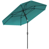 Outsunny 7.6FT Aluminum Patio Umbrella Parasol 8 Ribs Outdoor Market Umbrella with Crank, Push Button Tilt for Deck, Backyard and Lawn, Sky Blue(m-11)