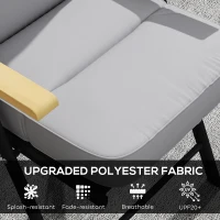 Outsunny Outdoor Seat Cushion with Back, Outdoor Chair Cushion with Ties and Adjustable Strap, UPF 20+Non-Slip Patio Cushion Replacement for Outdoor Chair, Light Grey(m-5)