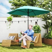 Outsunny 7.6FT Aluminum Patio Umbrella Parasol 8 Ribs Outdoor Market Umbrella with Crank, Push Button Tilt for Deck, Backyard and Lawn, Sky Blue(m-10)