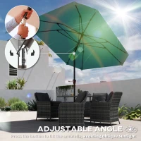 Outsunny 7.6FT Aluminum Patio Umbrella Parasol 8 Ribs Outdoor Market Umbrella with Crank, Push Button Tilt for Deck, Backyard and Lawn, Sky Blue(m-4)