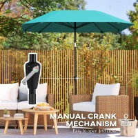 Outsunny 7.6FT Aluminum Patio Umbrella Parasol 8 Ribs Outdoor Market Umbrella with Crank, Push Button Tilt for Deck, Backyard and Lawn, Sky Blue(m-6)