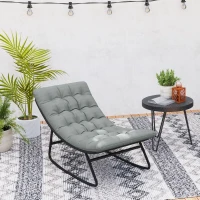 Outsunny Outdoor Patio Rocking Chair with Cushion, Steel Frame Balcony Chair with Mesh Deep Seat for Porch, Garden, Grey(m-9)