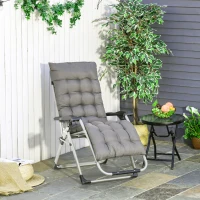 Outsunny Reclining Zero Gravity Chair with Adjustable Backrest, Folding Garden Sun Lounger with Removable Cushion and Headrest, Dark Grey(m-1)