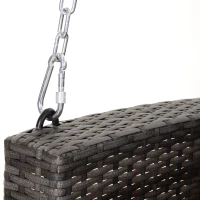 Outsunny 2-Person Patio Porch Swing Chair, Outdoor Rattan Hanging Bench with Cushion & 7.2 ft Steel Chains, Grey(m-7)