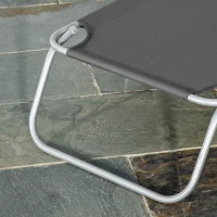 Outsunny Folding Outdoor Lounge Chair, Portable Reclining Beach Lounger with Breathable Mesh Fabric, Sun Lounge Bed Camping Cot for Patio, Garden, Poolside, Grey(m-9)