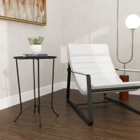 Outsunny 16" Round Outdoor Table, Small Patio Side Table, Metal End Table Plant Stand with Grid Top for Indoor, Garden, Black(m-9)