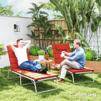 Outsunny 2PCs Patio Chaise Lounge Cushions, Foldable Lounge Chair Cushion, UPF50+ 230gsm Olefin, 80" x 26", Wine Red(m-7)