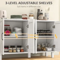 HOMCOM Kitchen Sideboard Cabinet with 4 Barn Doors and 2 Adjustable Shelves, Buffet Table for Living Room, Hallway, White(m-5)