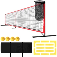Soozier Portable Pickleball Net Set with 22FT Regulation Size Net, Ball Collector, Court Marking Kit, Balls, Carrying Bag(m-11)