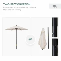 Outsunny 6.6FT Patio Umbrella, Outdoor Parasol with 6 Solid Ribs, Cream White(m-4)