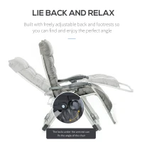 Outsunny Reclining Zero Gravity Chair with Adjustable Backrest, Folding Garden Sun Lounger with Removable Cushion and Headrest, Dark Grey(m-4)
