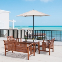 Outsunny 6.6FT Patio Umbrella, Outdoor Parasol with 6 Solid Ribs, Cream White