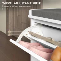 HOMCOM Shoe Storage with Seat, Upholstered Hallway Bench, Shoe Bench with Flip Drawer, Adjustable Shelf for 6 Pairs of Shoes(m-5)