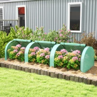 Outsunny Mini Tunnel Greenhouse with PE Cover Garden Green Grow Shed with Steel Frame Zipped Doors, Green(m-1)