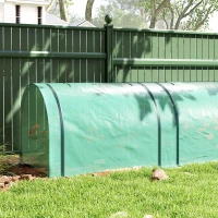 Outsunny Mini Tunnel Greenhouse with PE Cover Garden Green Grow Shed with Steel Frame Zipped Doors, Green(m-9)