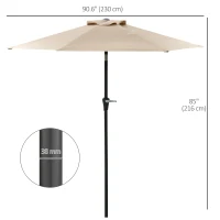 Outsunny Patio Sun Umbrella, Outdoor Parasol with 6 Ribs, Khaki(m-3)