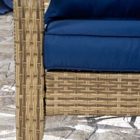 Outsunny Patio Adirondack Chair with Rattan Wicker, Soft Cushions, Tall Curved Backrest for Deck or Garden, Dark Blue(m-9)