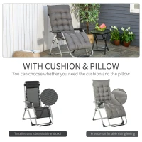 Outsunny Reclining Zero Gravity Chair with Adjustable Backrest, Folding Garden Sun Lounger with Removable Cushion and Headrest, Dark Grey(m-6)