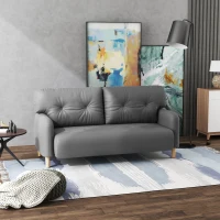 HOMCOM 58" 2 Seat Sofa, Modern Love Seats Furniture, Upholstered 2 Seater Couch, Solid Wood Frame, Grey(m-7)